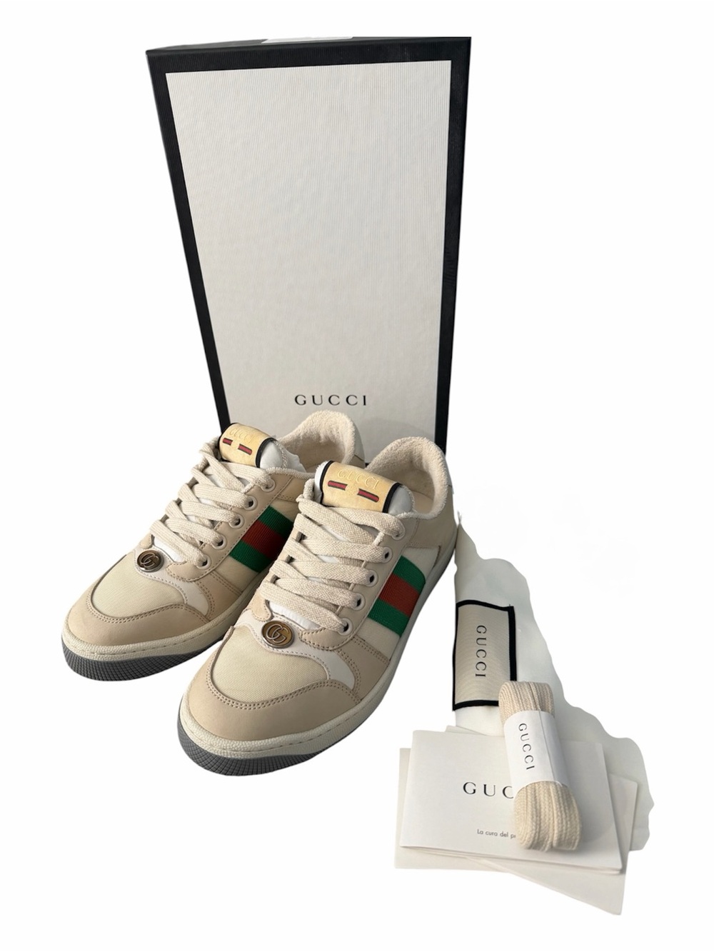 Gucci Women’s web Screener Mystic White/Dusty Milk - size 35.5